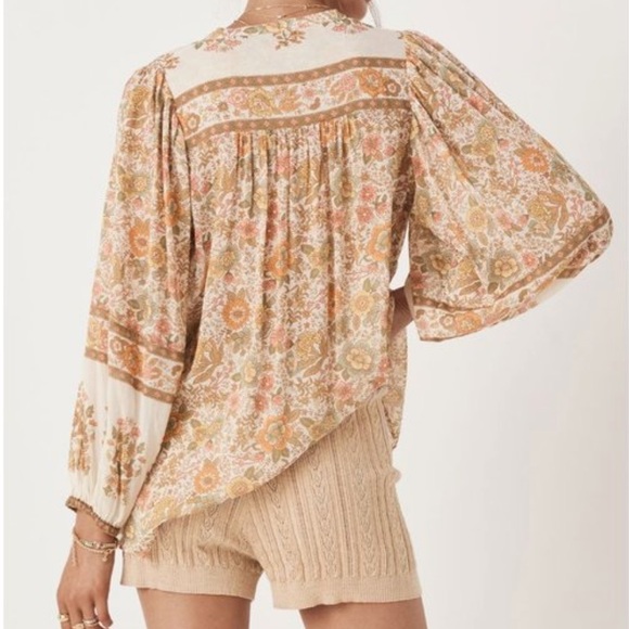 James Floral Shift Viscose Blouse With Blouson Sleeves, Airy Flowy Top - Picture 7 of 14